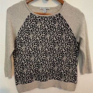 AUTUMN CASHMERE 100% Cashmere Raglan 3/4 Sleeves Leopard Medium